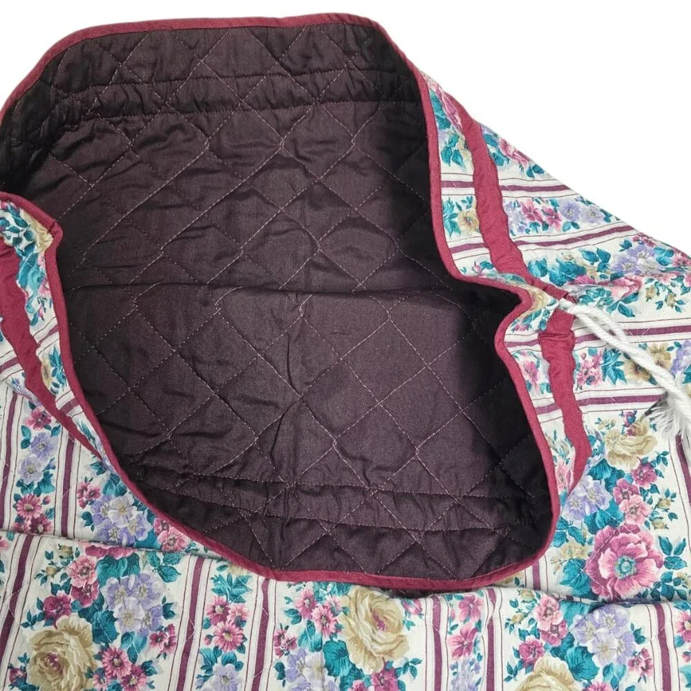 floral printed quilted drawstring laundry bag